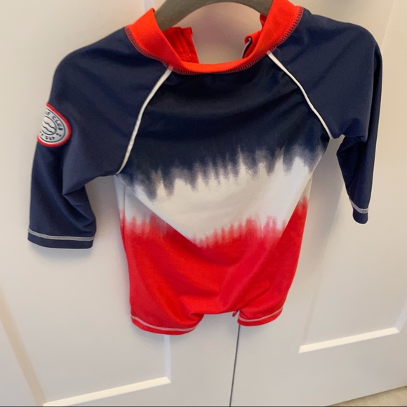 Baby Gap Red, White & Blue Rash Guard One Piece Swimsuit - Picture 3 of 6